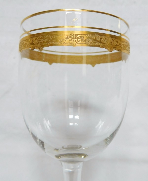 Verre à eau en cristal de Saint Louis, modèle Roty gravé et doré - 15,7cm