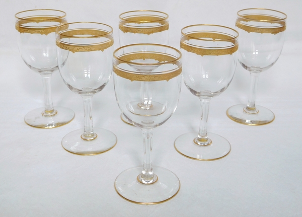 Verre à vin en cristal de Saint Louis, modèle Roty gravé et doré - 13cm
