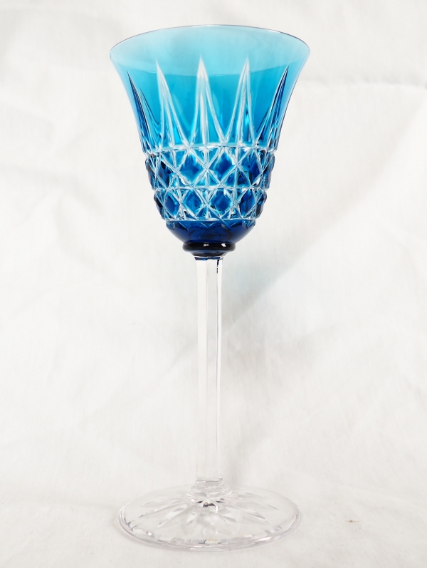 Verre à vin du Rhin en cristal de St Louis, modèle Tarn, cristal overlay bleu - 19.8cm