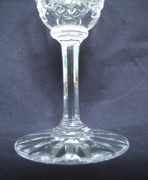 St Louis crystal tall water glass, Tarn pattern - 18cm - signed