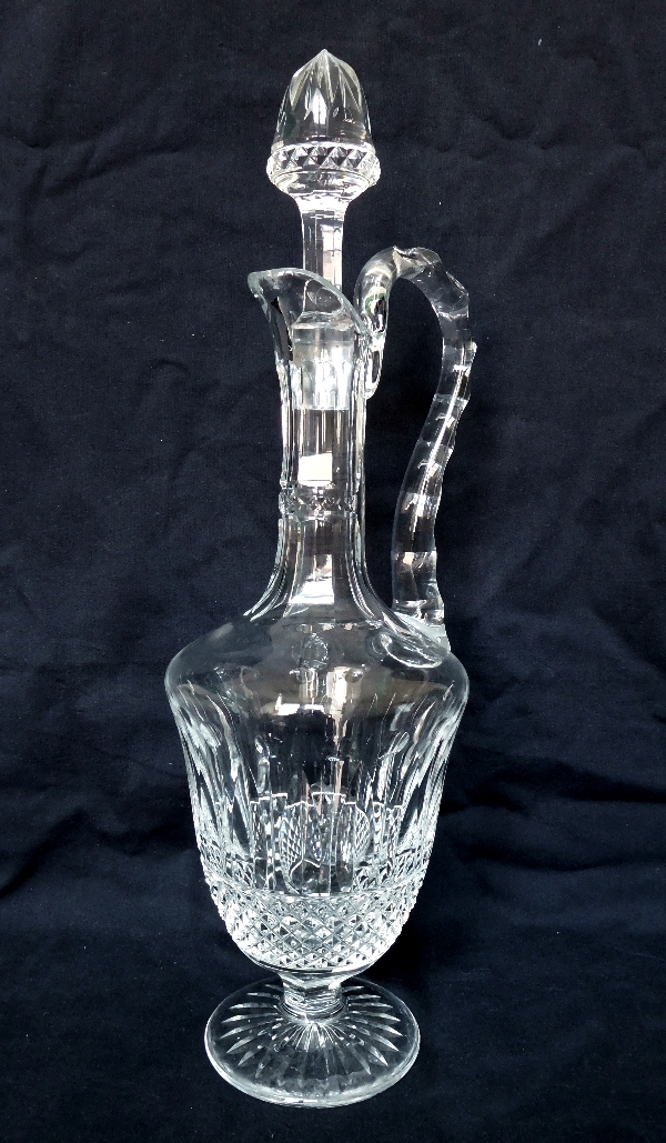 St Louis crystal ewer / wine decanter, Tommy pattern - signed