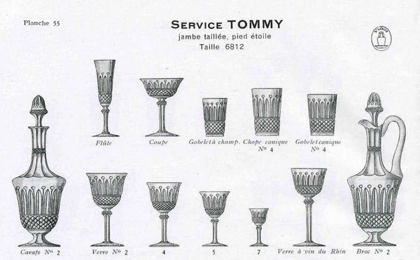 St Louis crystal orange juice pitcher, Tommy pattern - signed