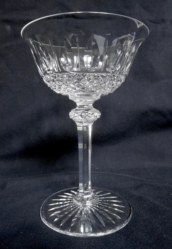 St Louis crystal champagne glass, Tommy pattern - signed