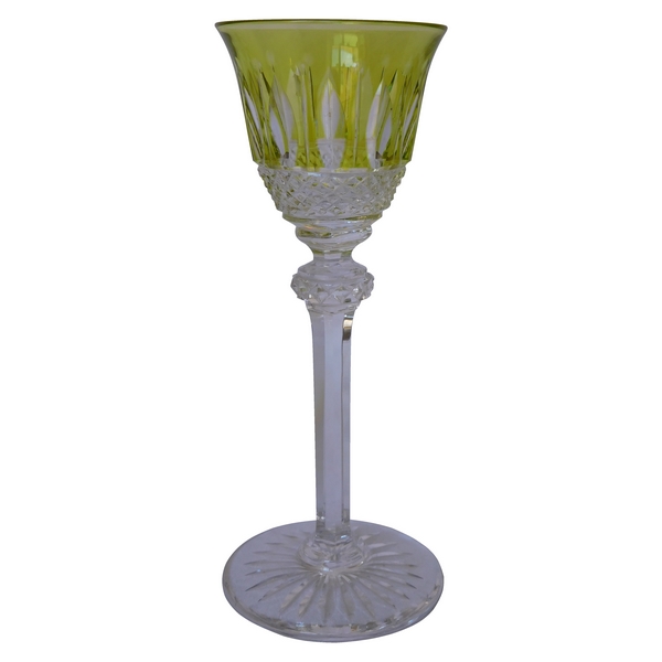 St Louis crystal liquor glass, Tommy pattern, light green overlay crystal - 13.4cm