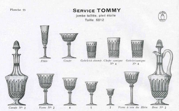 Chope / verre à orangeade / jus de fruits en cristal de St Louis, modèle Tommy - signé