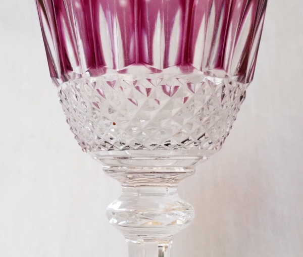Verre à vin du Rhin / roemer en cristal de St Louis, modèle Tommy overlay améthyste - signé - 19,8cm