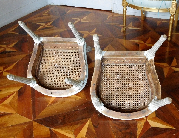Jean Baptiste III Lelarge : pair of Louis XVI canned chairs stamped