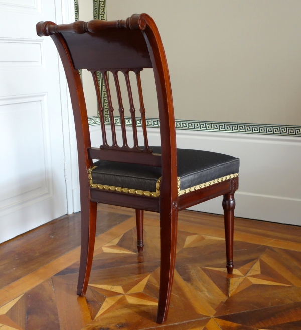 Georges Jacob : suite de 4 chaises à l'étrusque d'époque Directoire en acajou et crin de cheval