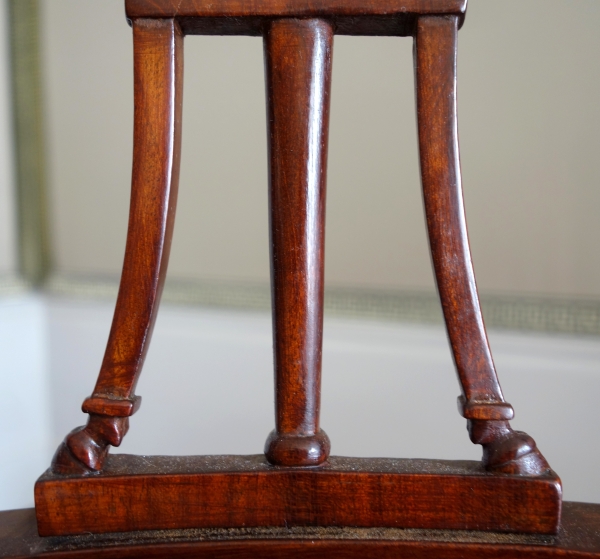 Demay rue de Clery - suite de 4 chaises d'époque Directoire acajou mouluré & crin - estampille