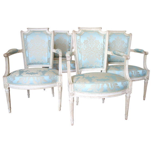 Set of 4 Louis XVI lacquered cabriolet armchairs stamped Claude Lerat - 18th century
