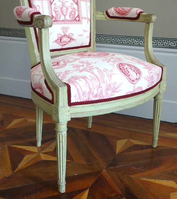 Set of lacquered wood cabriolet armchairs, Louis XVI period, late 18th century