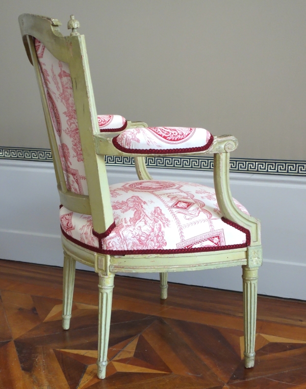 Set of lacquered wood cabriolet armchairs, Louis XVI period, late 18th century