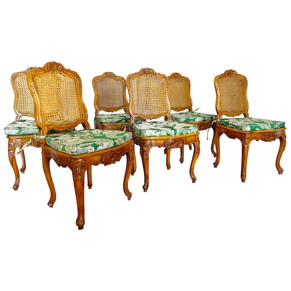 Set of 6 Louis XV cane chairs, mid 18th century circa 1750