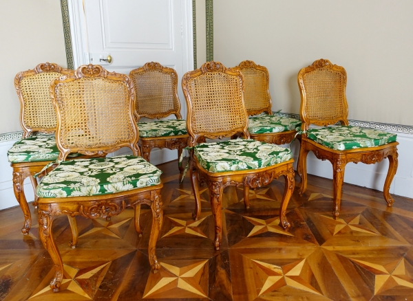 Set of 6 Louis XV cane chairs, mid 18th century circa 1750