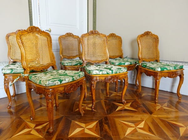 Set of 6 Louis XV cane chairs, mid 18th century circa 1750