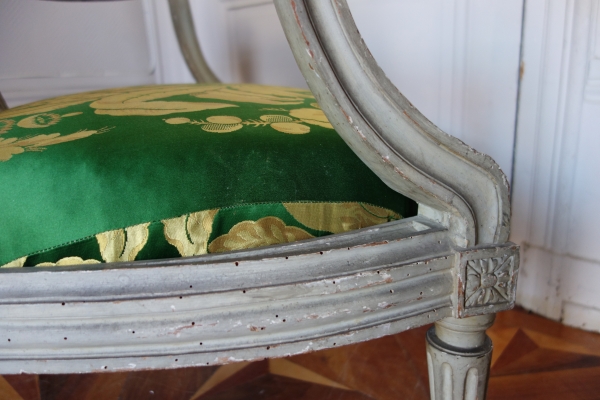 Pierre Brizard : série de 6 fauteuils à châssis d'époque Louis XVI - estampille 