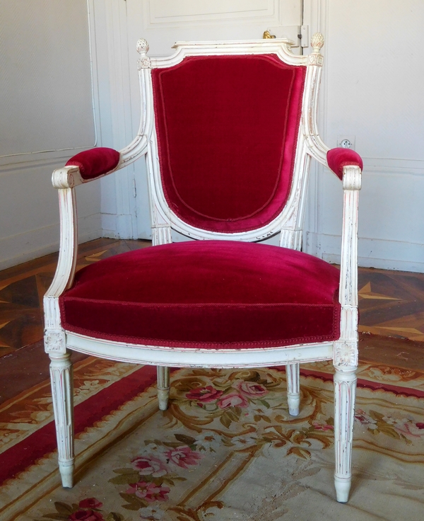 6 Louis XVI cabriolet armchairs stamped Roussens - 18th century