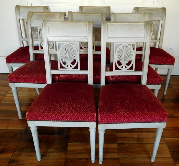 8 dining chairs, French Directoire, 18th century