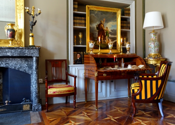 Empire mahogany bergere / desk armchair attributed to Jacob Frères