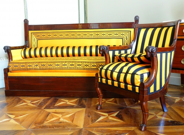 Empire mahogany bergere / desk armchair attributed to Jacob Frères