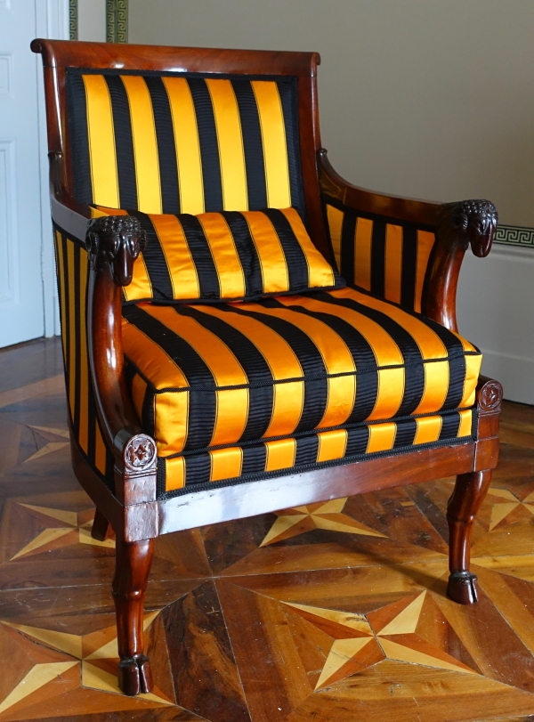 Empire mahogany bergere / desk armchair attributed to Jacob Frères