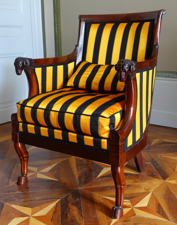 Empire mahogany bergere / desk armchair attributed to Jacob Frères