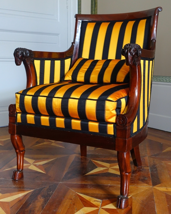 Empire mahogany bergere / desk armchair attributed to Jacob Frères