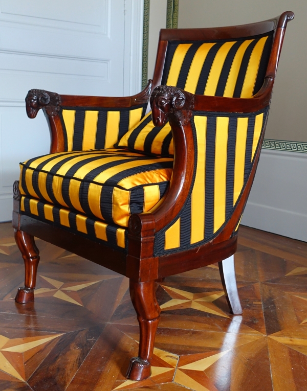 Empire mahogany bergere / desk armchair attributed to Jacob Frères