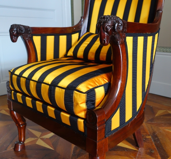 Empire mahogany bergere / desk armchair attributed to Jacob Frères