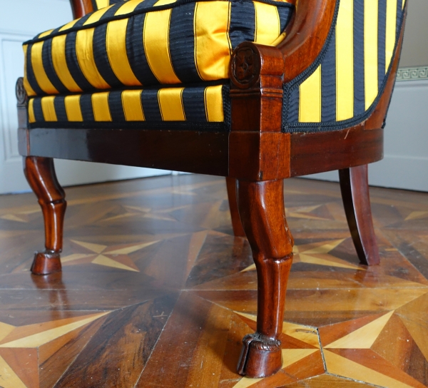 Empire mahogany bergere / desk armchair attributed to Jacob Frères