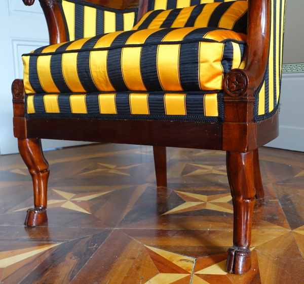 Empire mahogany bergere / desk armchair attributed to Jacob Frères