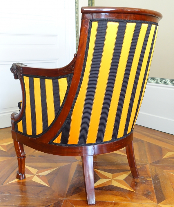 Empire mahogany bergere / desk armchair attributed to Jacob Frères