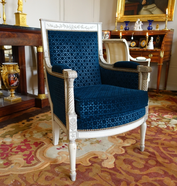 Directoire lacquered wing chair / bergere, late 18th century