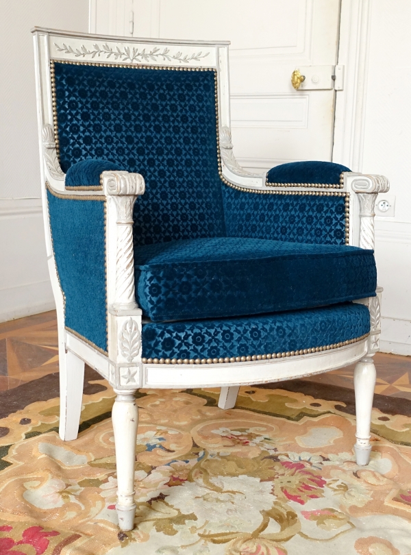 Directoire lacquered wing chair / bergere, late 18th century