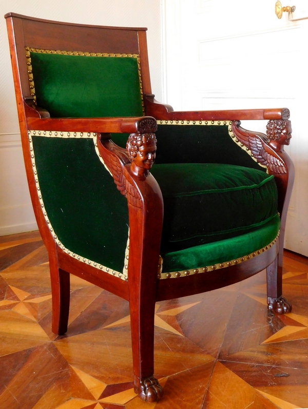 Empire mahogany bergere, attributed to Jacob Frères, early 19th century circa 1800