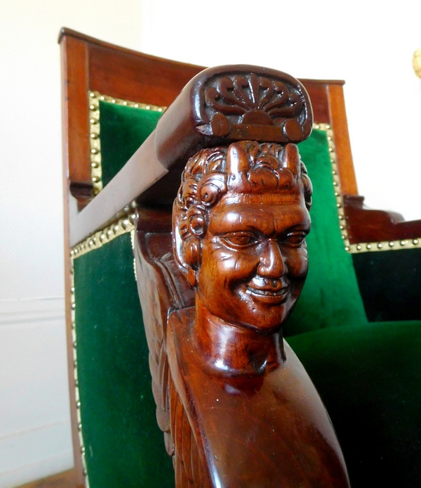 Bergère - fauteuil de bureau d'époque Consulat en acajou attribuée à Jacob Frères