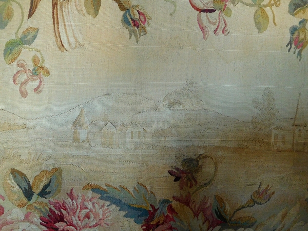 Canapé 2 places d'époque Louis XVI, tapisserie d'Aubusson