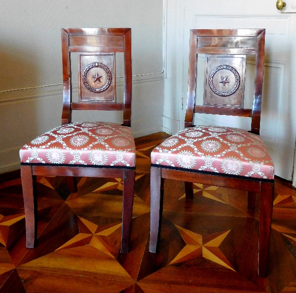 Pair of Consulate - Empire mahogany chairs - France circa 1800
