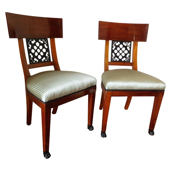 Paire de chaises en acajou d'époque Consulat, modèle des Tuileries