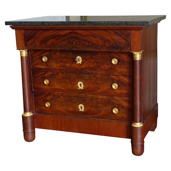 Commode Empire pour enfant, acajou et bronze doré - 85cm x 53cm x 76,5cm