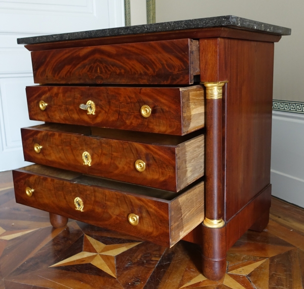 Empire commode / chest of drawers for a child, mahogany and ormolu - 85cm x 53cm x 76.5cm