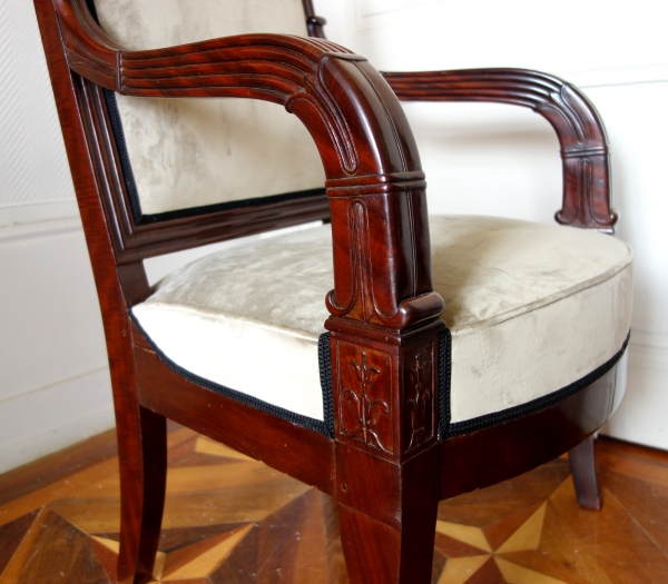 Empire mahogany working armchair, early 19th century Parisian work