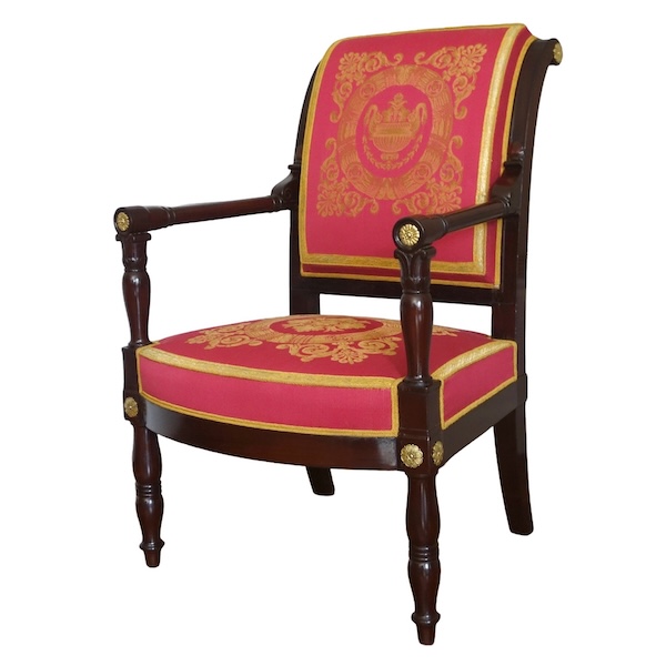 Jacob Desmalter - fauteuil de bureau d'époque Empire en acajou et bronze doré