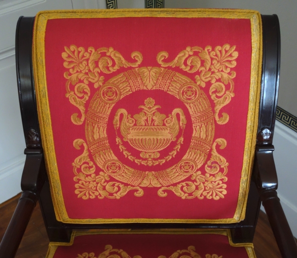 Jacob Desmalter - fauteuil de bureau d'époque Empire en acajou et bronze doré