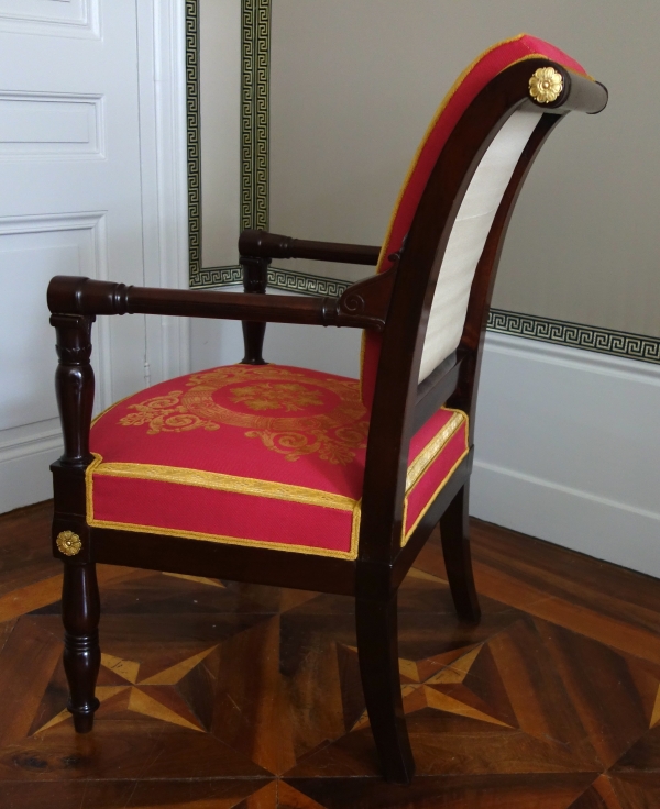 Jacob Desmalter - fauteuil de bureau d'époque Empire en acajou et bronze doré