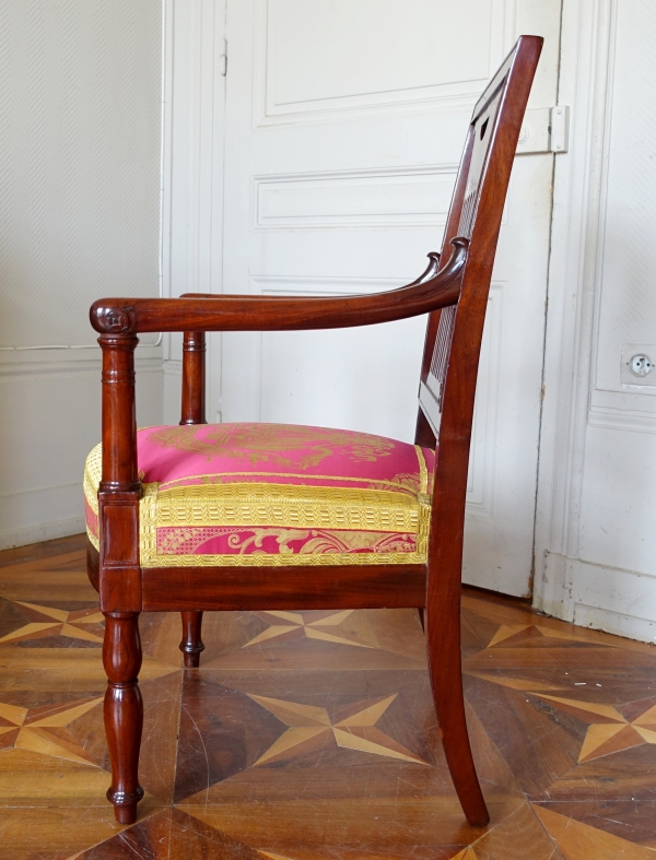Saint Cloud Palace : Empire mahogany armchair stamped Jean Pierre Louis