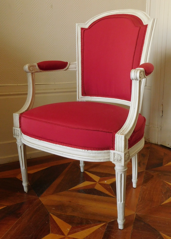 Marc Gautron : fauteuil cabriolet d'époque Louis XVI estampillé