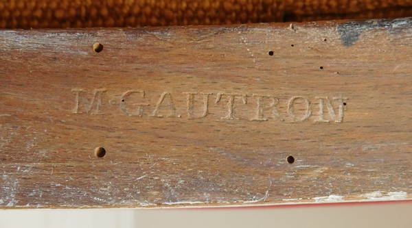 Marc Gautron : fauteuil cabriolet d'époque Louis XVI estampillé