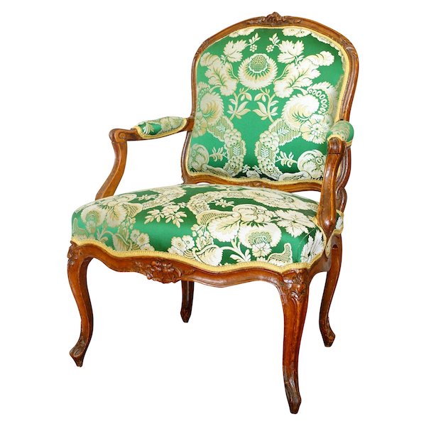 Henri Amand : fauteuil à la Reine d'époque Louis XV - estampille et JME