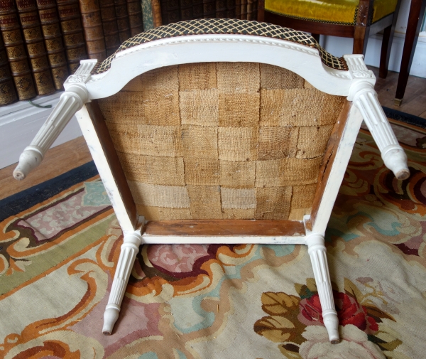 Fauteuil de bureau d'époque Louis XVI recouvert de crin de cheval, attribué à Claude Séné 